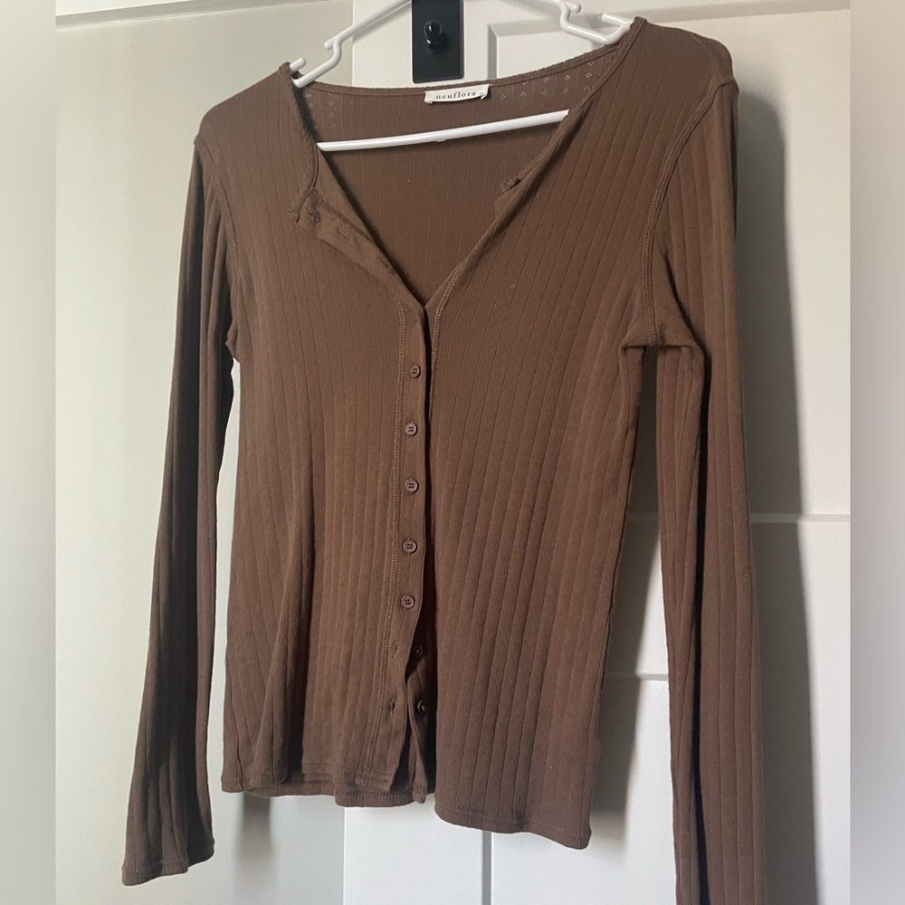 Neuflora Bronx Button Down Top Brown